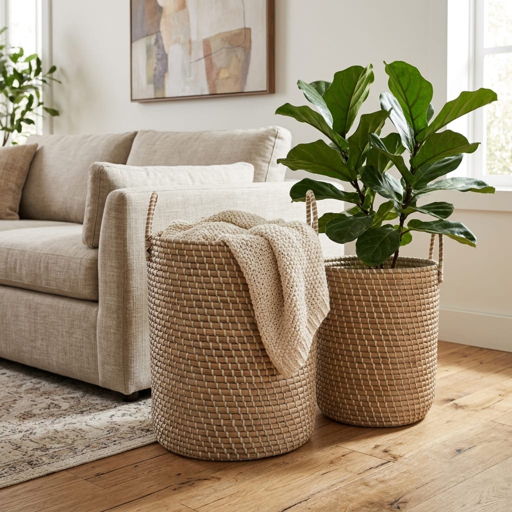Sagebrook Home Hatcherbeach Brown Storage Baskets