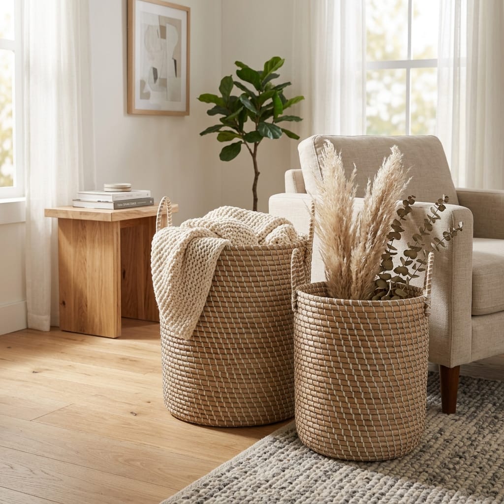 Sagebrook Home Hatcherbeach Brown Storage Baskets