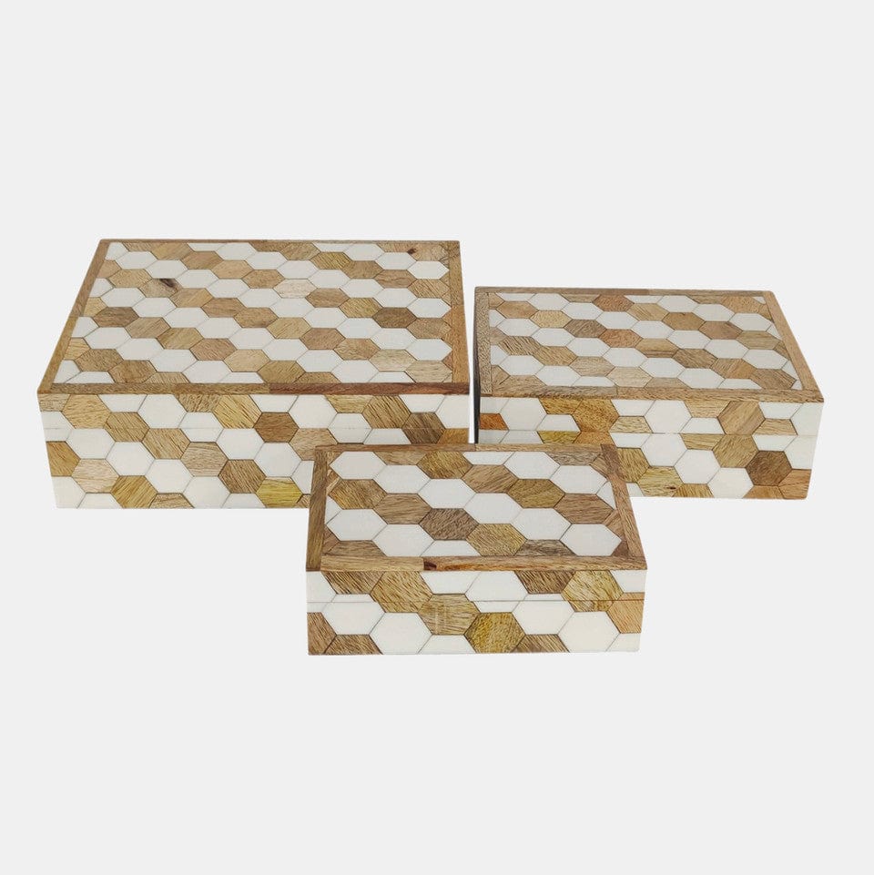 Sagebrook Home Hexagon Inlay Box Accent Boxes