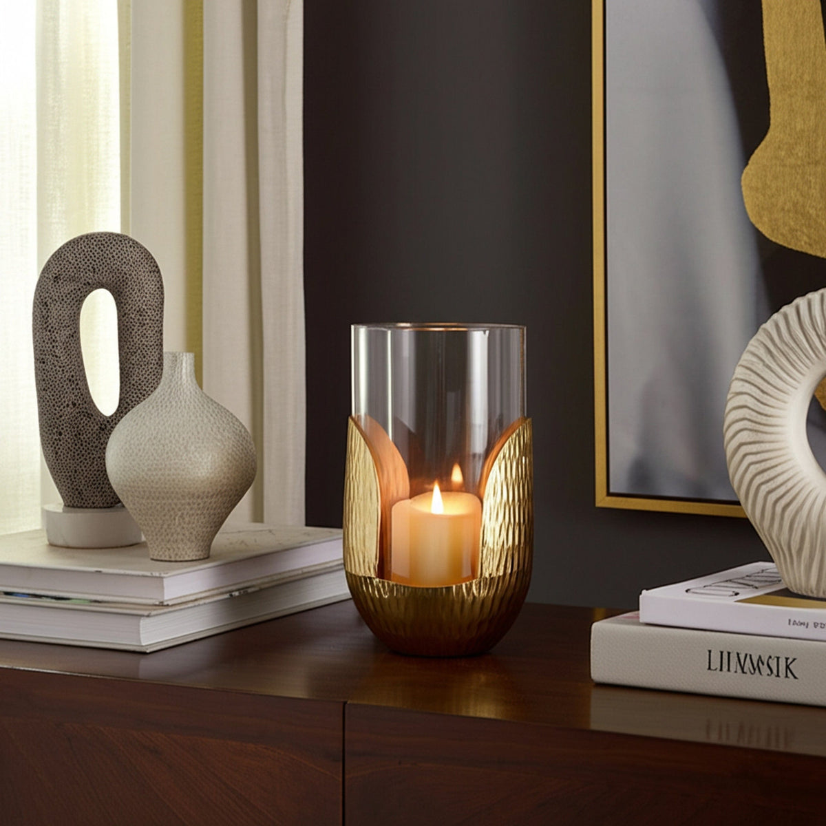 Sagebrook Home Hurricane Pillar Holder Candle Holders