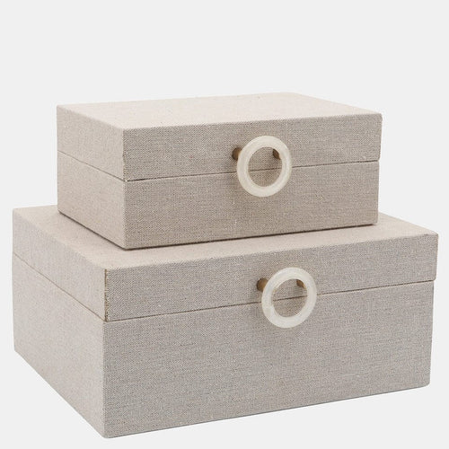 Sagebrook Home Ivory Box with Ring Closure Accent Boxes