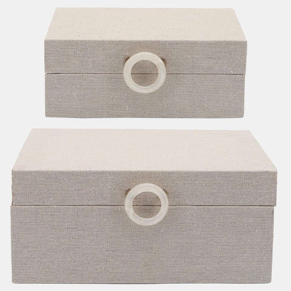 Sagebrook Home Ivory Box with Ring Closure Accent Boxes