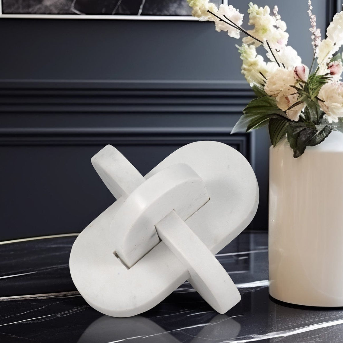 Sagebrook Home Liam White Marble Knots Sculptures EV19388-02