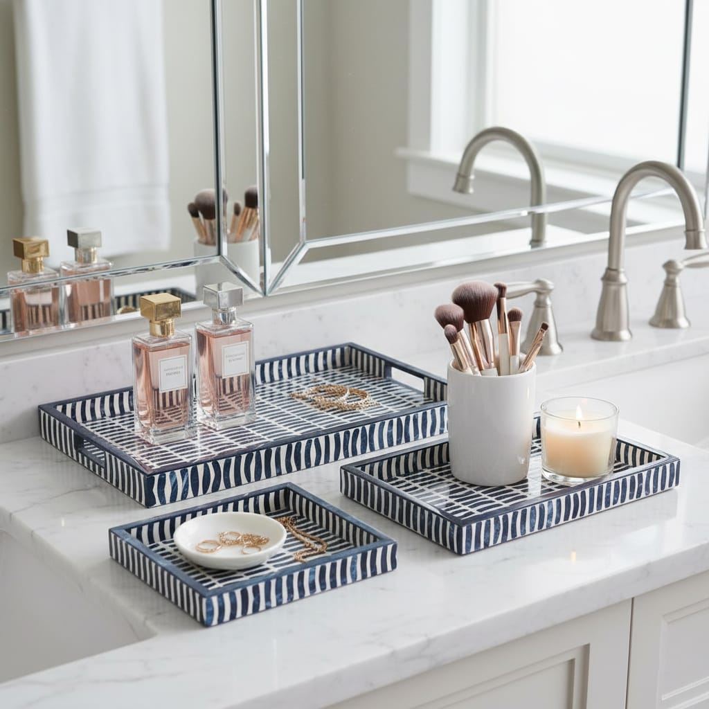 Sagebrook Home Masonton Blue Tray Serving Trays
