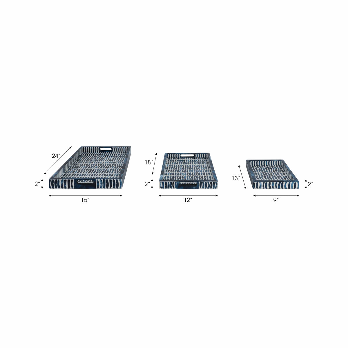 Sagebrook Home Masonton Blue Tray Serving Trays
