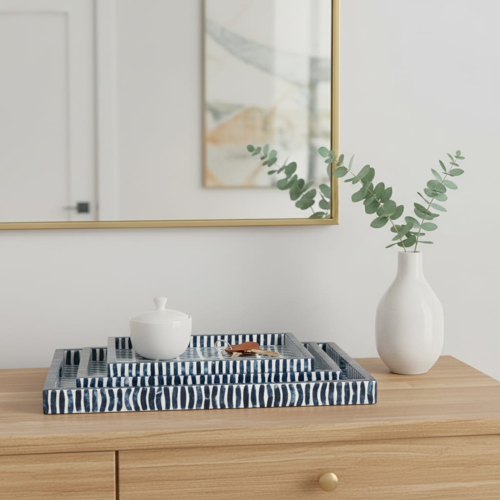 Sagebrook Home Masonton Blue Tray Serving Trays