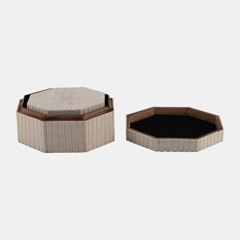 Sagebrook Home Resin Hexagon Box Accent Boxes