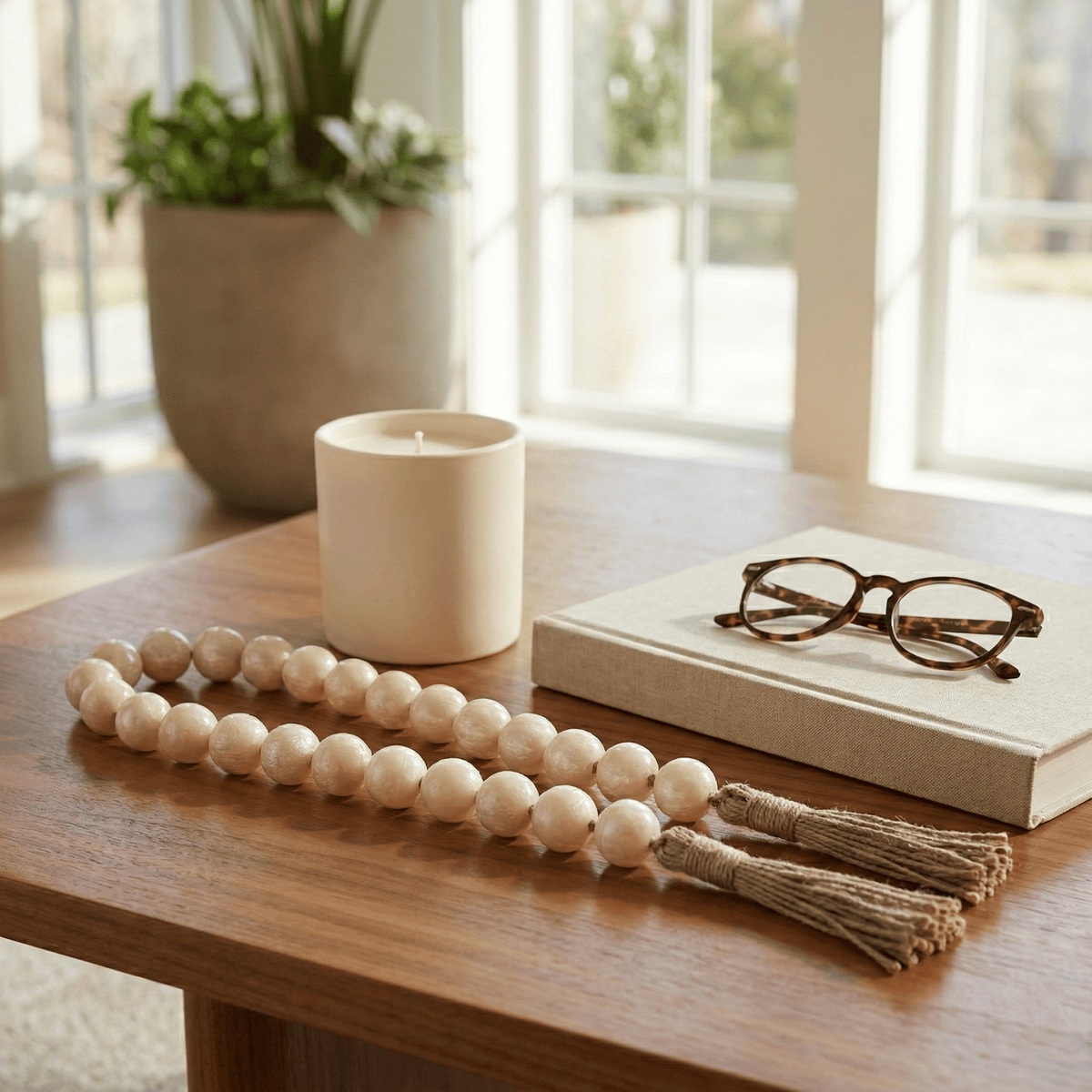 Sagebrook Home Rossrose Ivory Bead Decor 18706-02