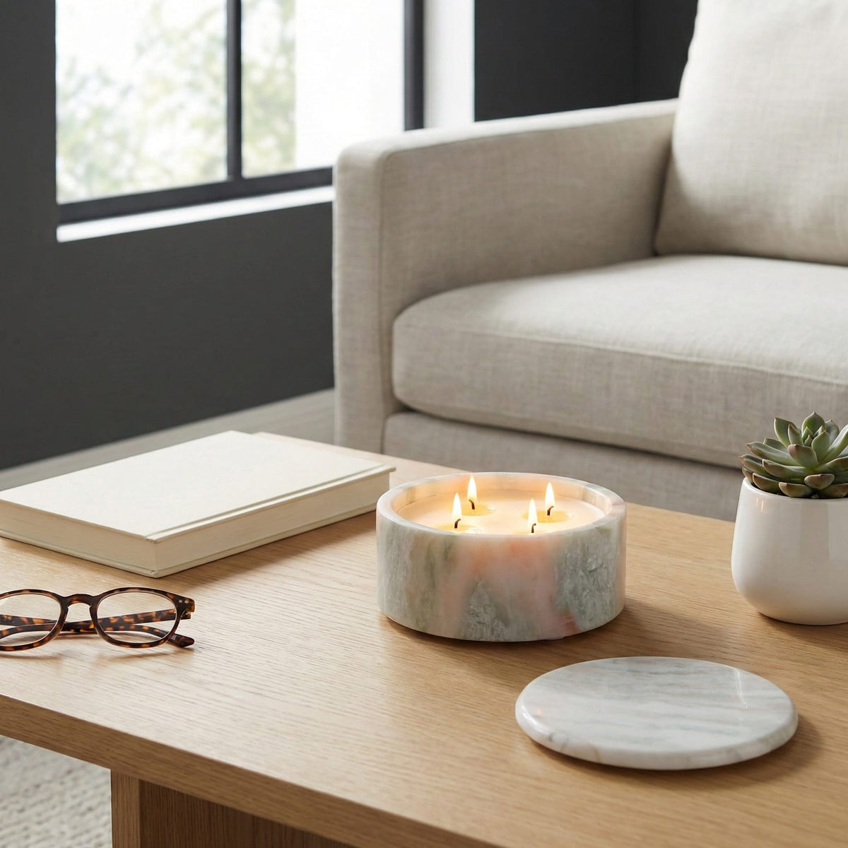 Sagebrook Home Stoneley Cashmere Vanilla & Musk Candle Candles EV80592-04