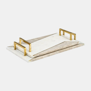 Sagebrook Home Two Tone Marble Tray Decorative Trays