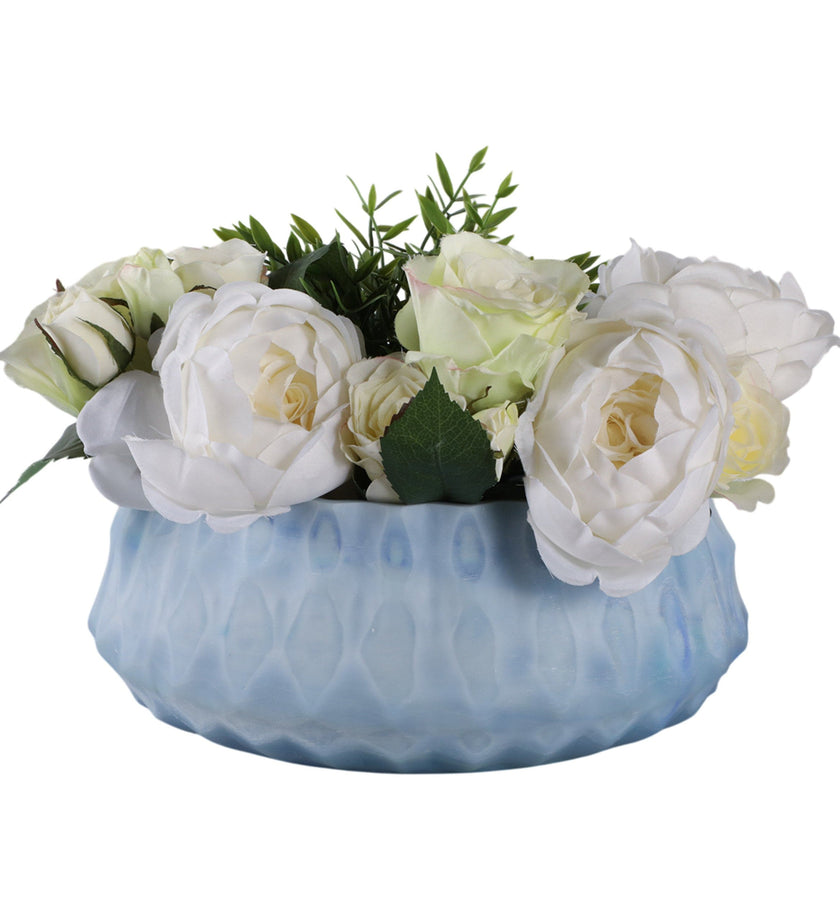 Warwick Blue Carved Glass Bowl - secondary