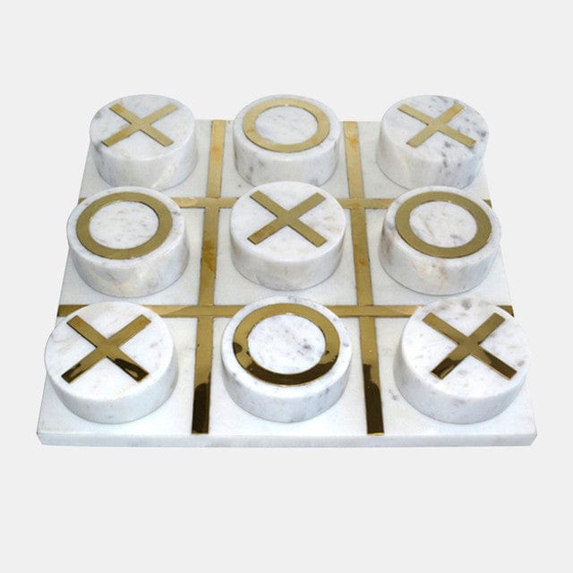 Sagebrook Home White Marble Tic Tac Toe Decorative Trays