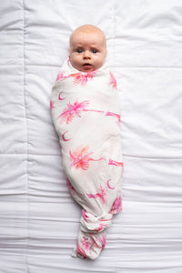 Saltwater Swaddle Pink Palmetto Swaddle PinkPalmettos