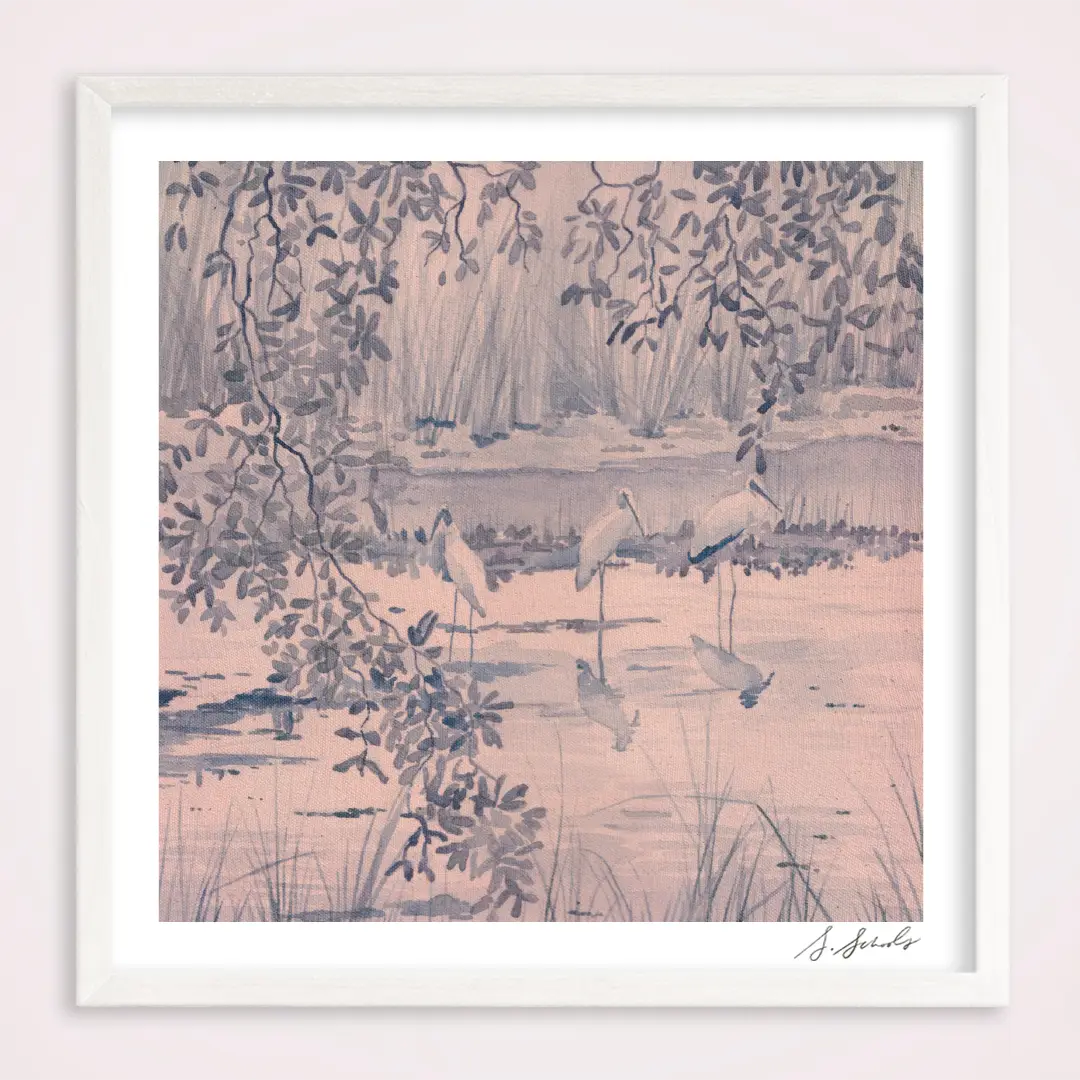 Sarah Schools 8" x 8" Wood Storks Artwork WoodStorks8x8Print