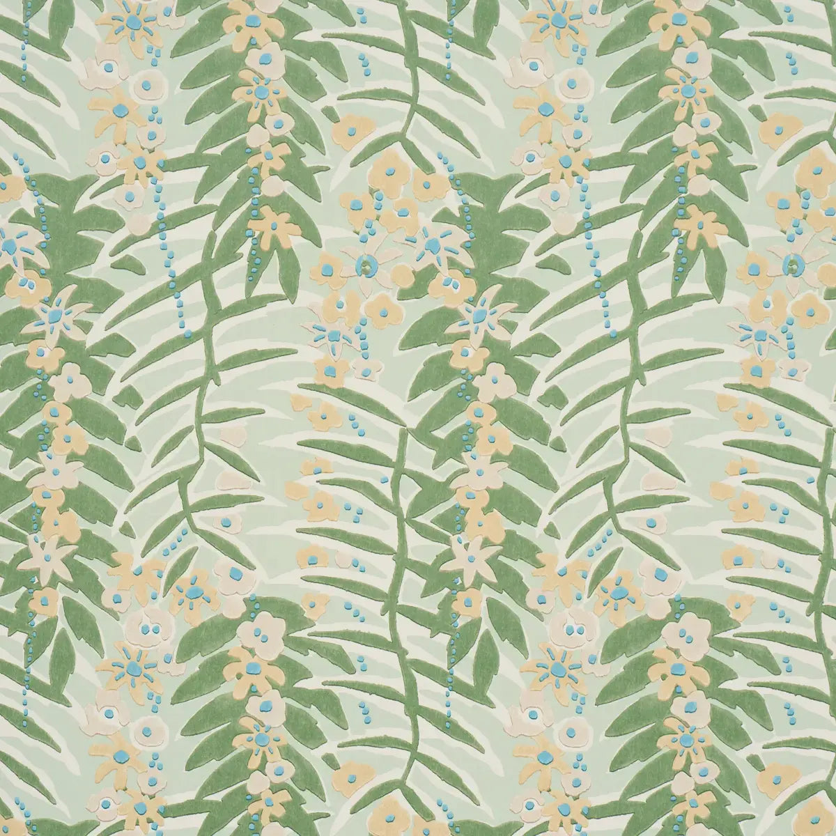 Schumacher Aqua / 9 yards Ashbee Botanical Wallpaper