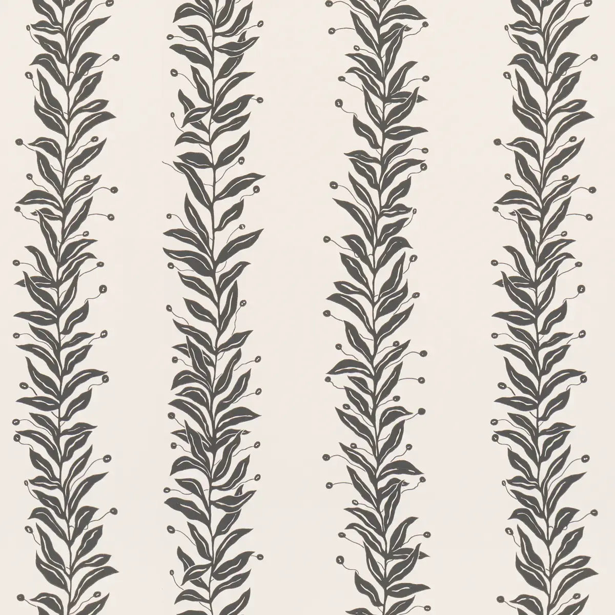 Schumacher Black And Cream / 9 yards Tendril Stripe Wallpaper