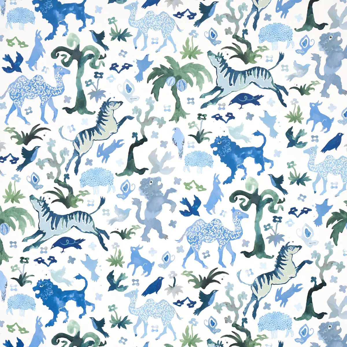 Schumacher Blue And Green / 10 yards Beasts Wallpaper
