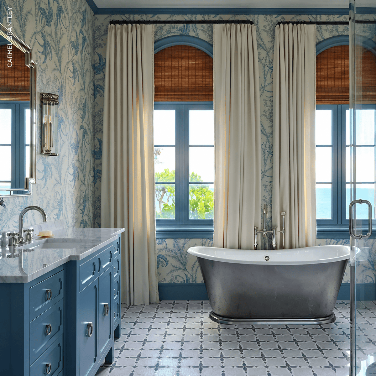 Schumacher Ocean Toile Wallpaper
