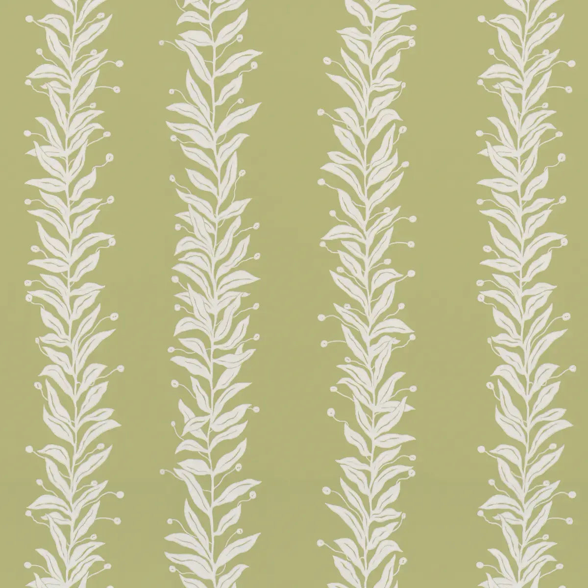 Schumacher Olive / 9 yards Tendril Stripe Wallpaper