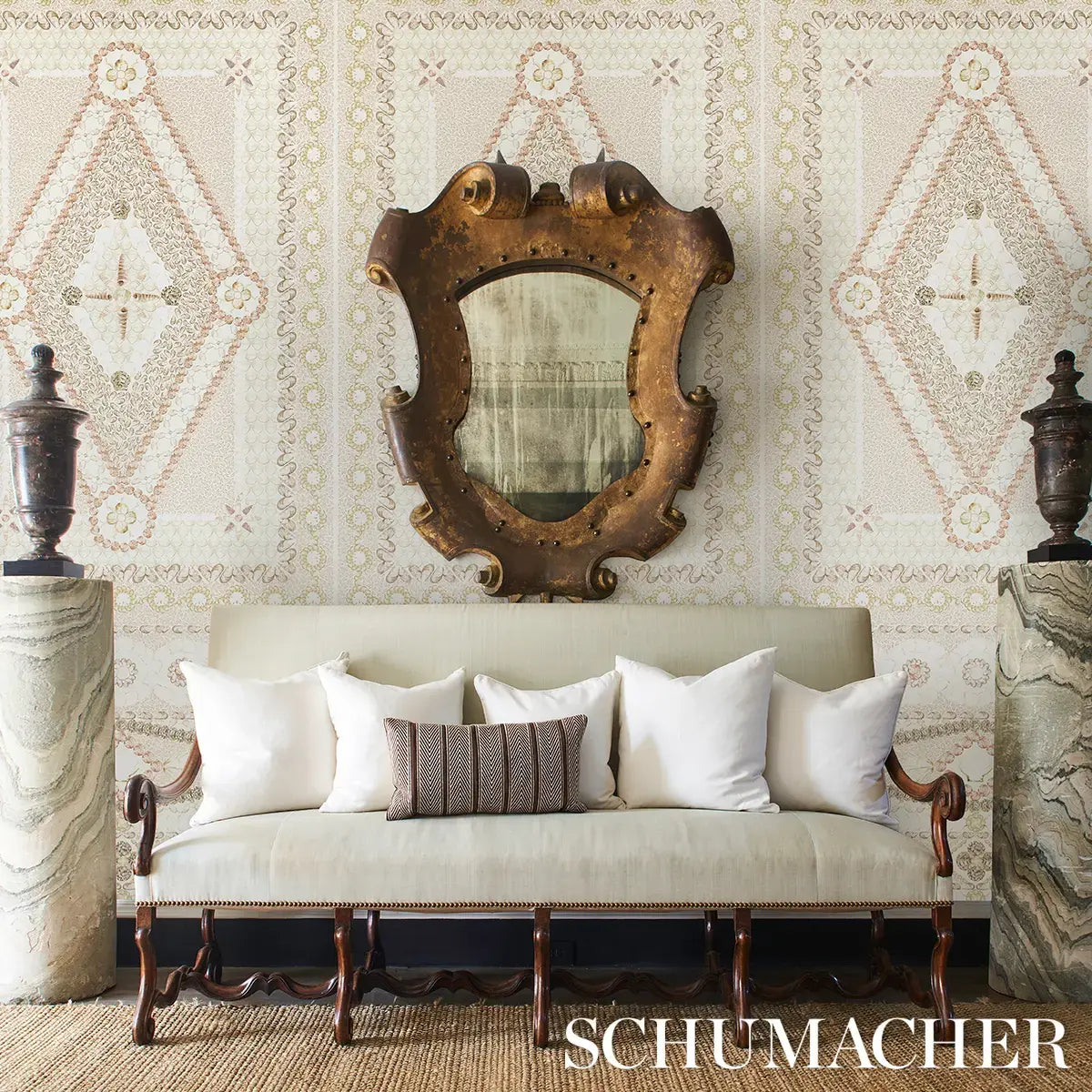 Schumacher Shell Grotto Panel B Wallpaper