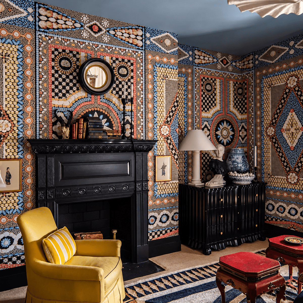 Schumacher Shell Grotto Panel B Wallpaper