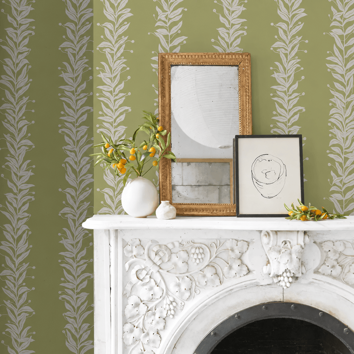 Schumacher Tendril Stripe Wallpaper