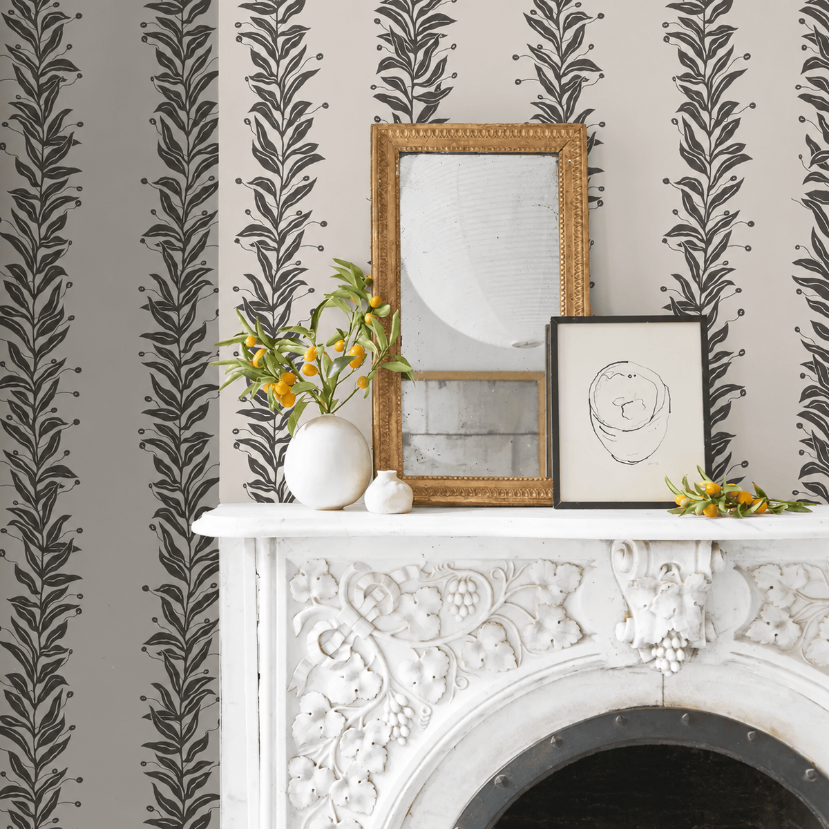 Schumacher Tendril Stripe Wallpaper