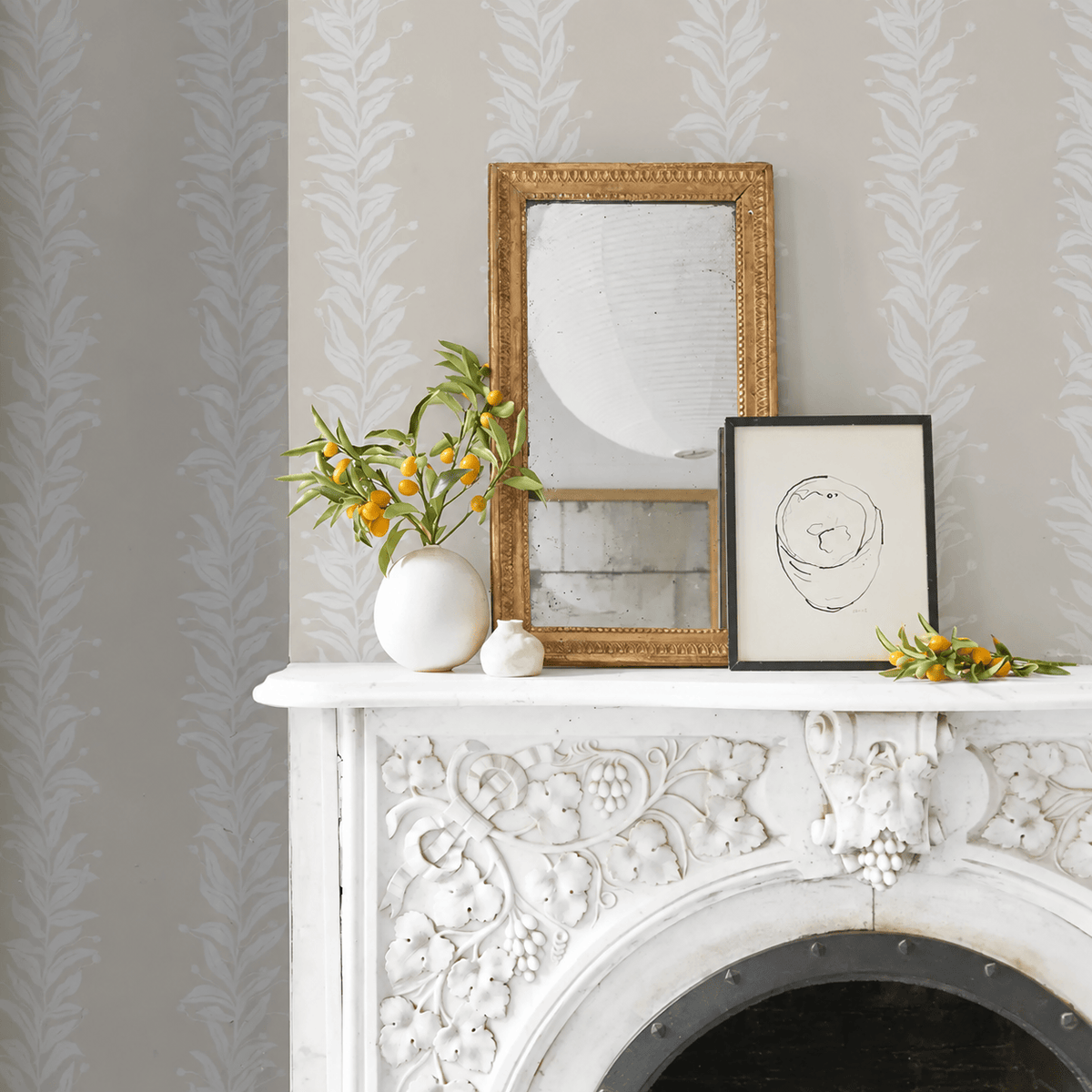 Schumacher Tendril Stripe Wallpaper
