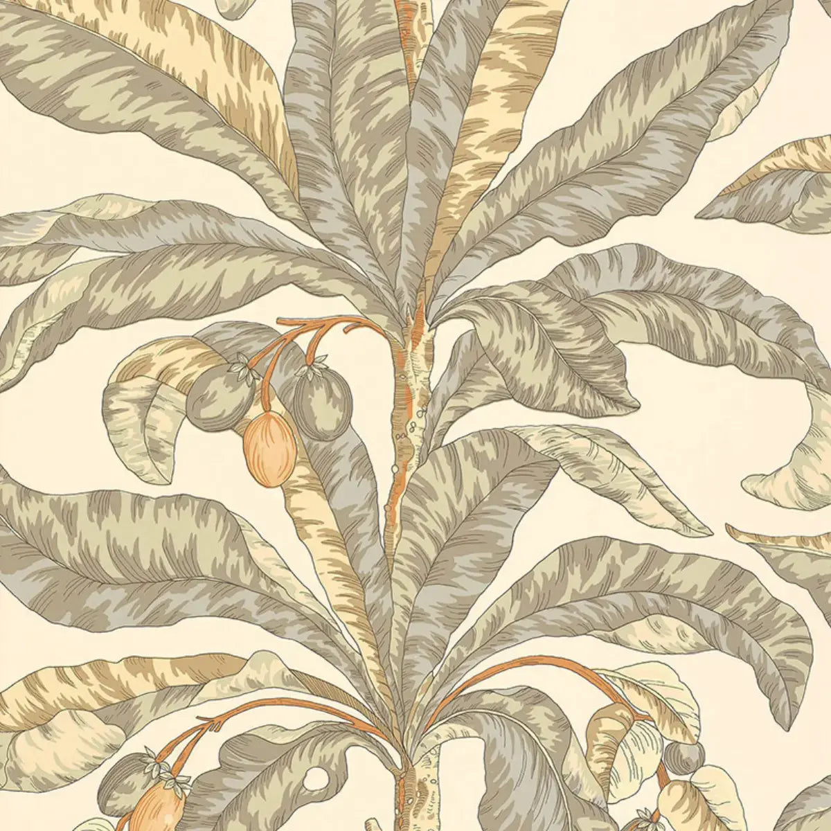 Schumacher Vanilla And Aqua / 11 yards Blair House Palm Wallpaper