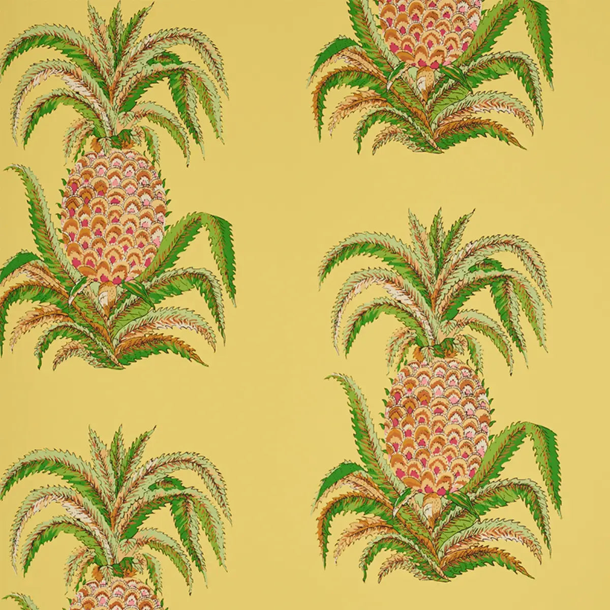 Schumacher Yellow / 9 yards Pineapples Wallpaper