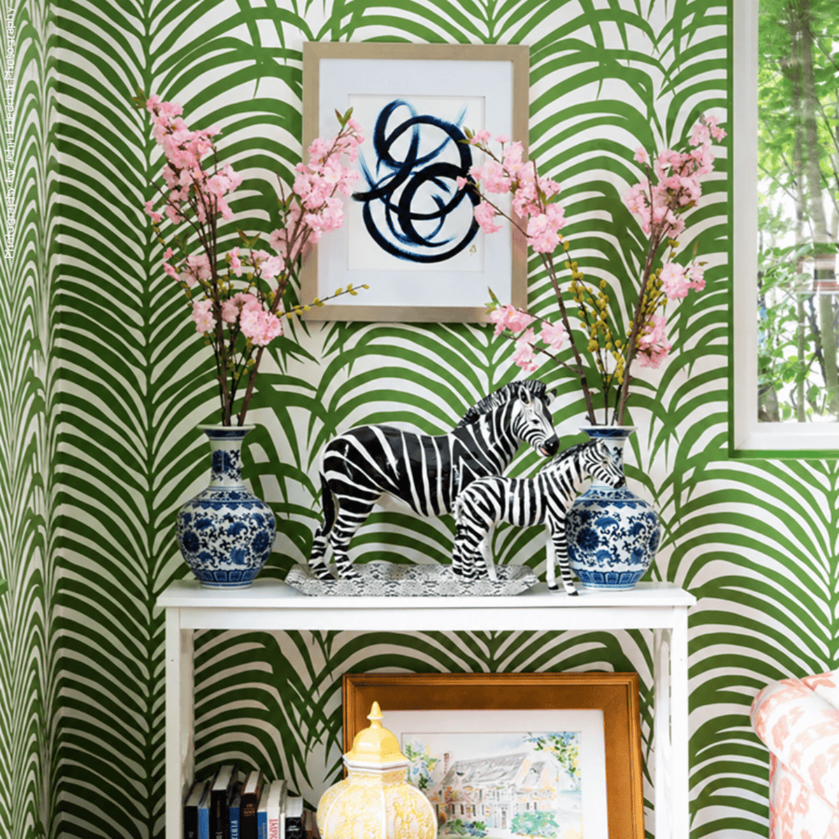 Schumacher Zebra Palm Wallpaper