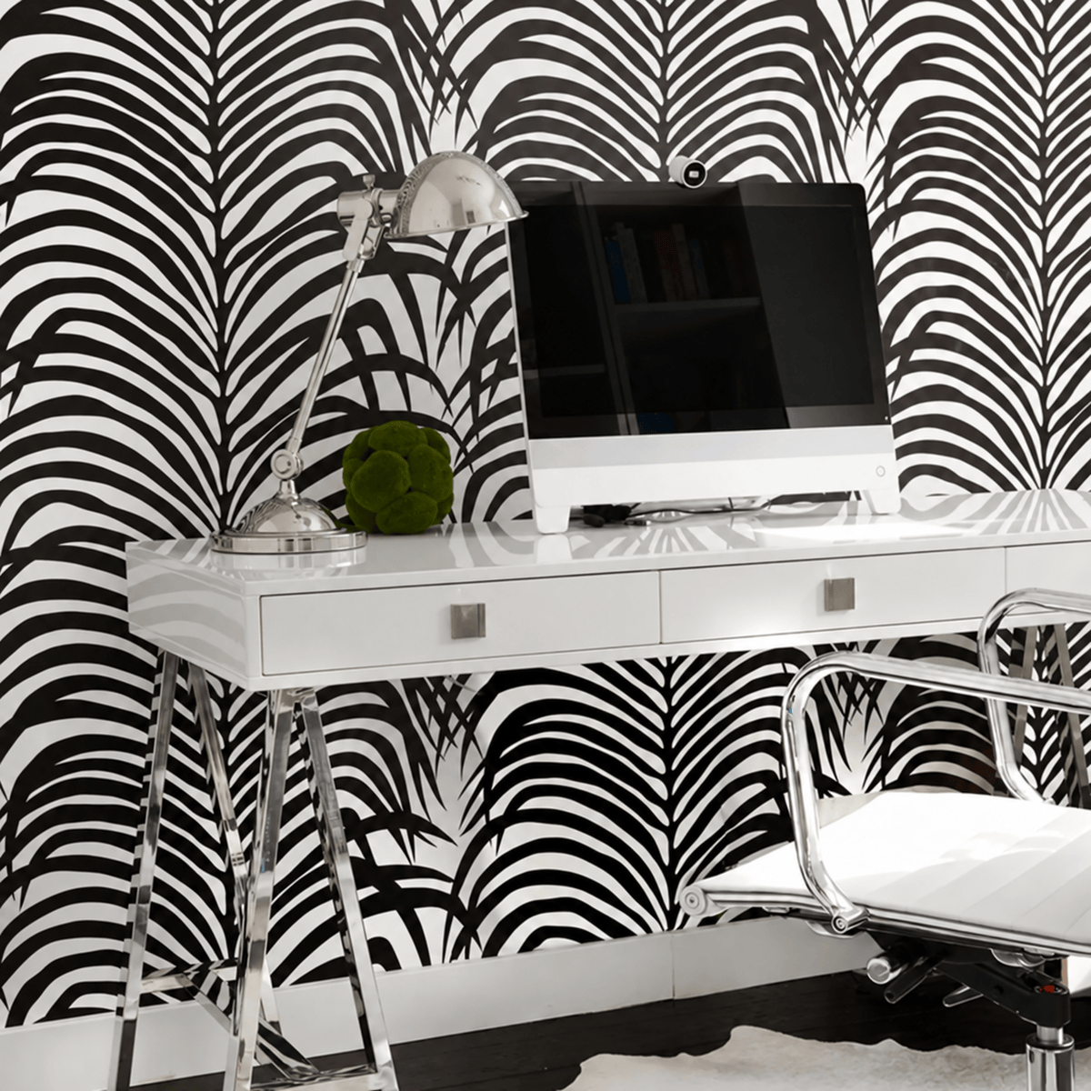 Schumacher Zebra Palm Wallpaper