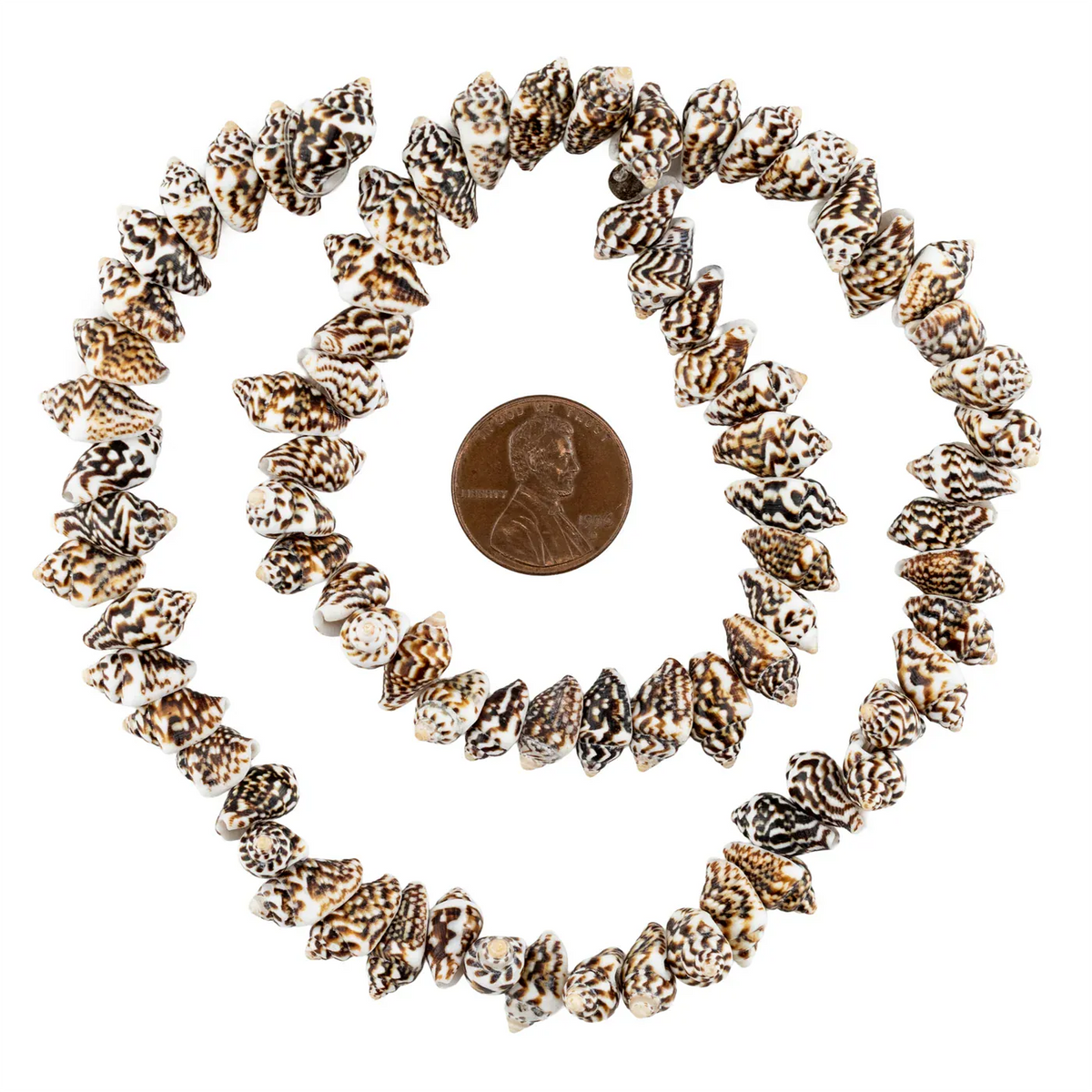 The Bead Chest Dark Brown Tiger Natural Shell Beads Decorative Beads PAC-UNUBRN-129