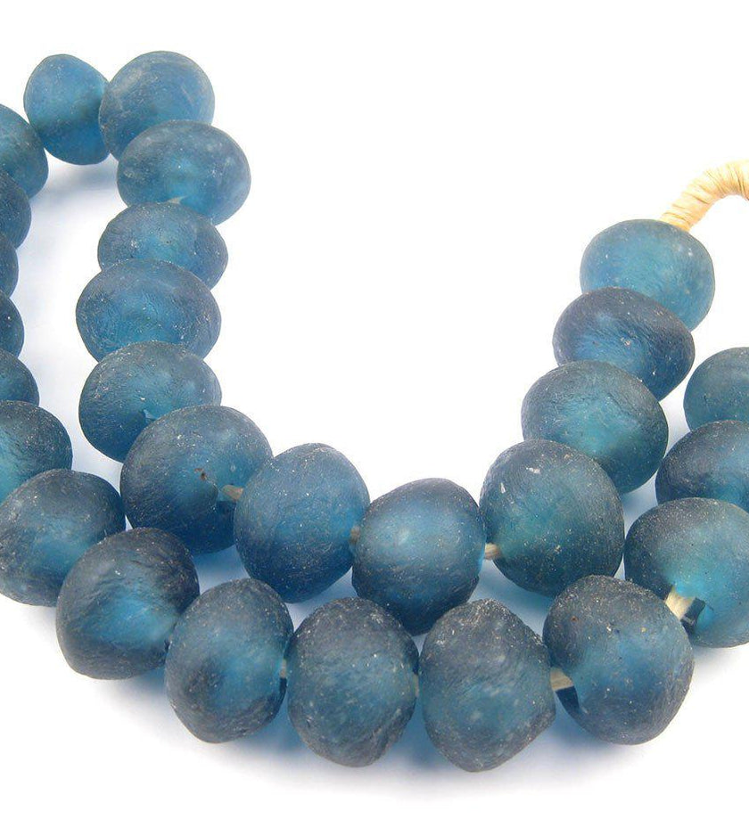 Jumbo Light Blue Recycled Glass Beads - secondary