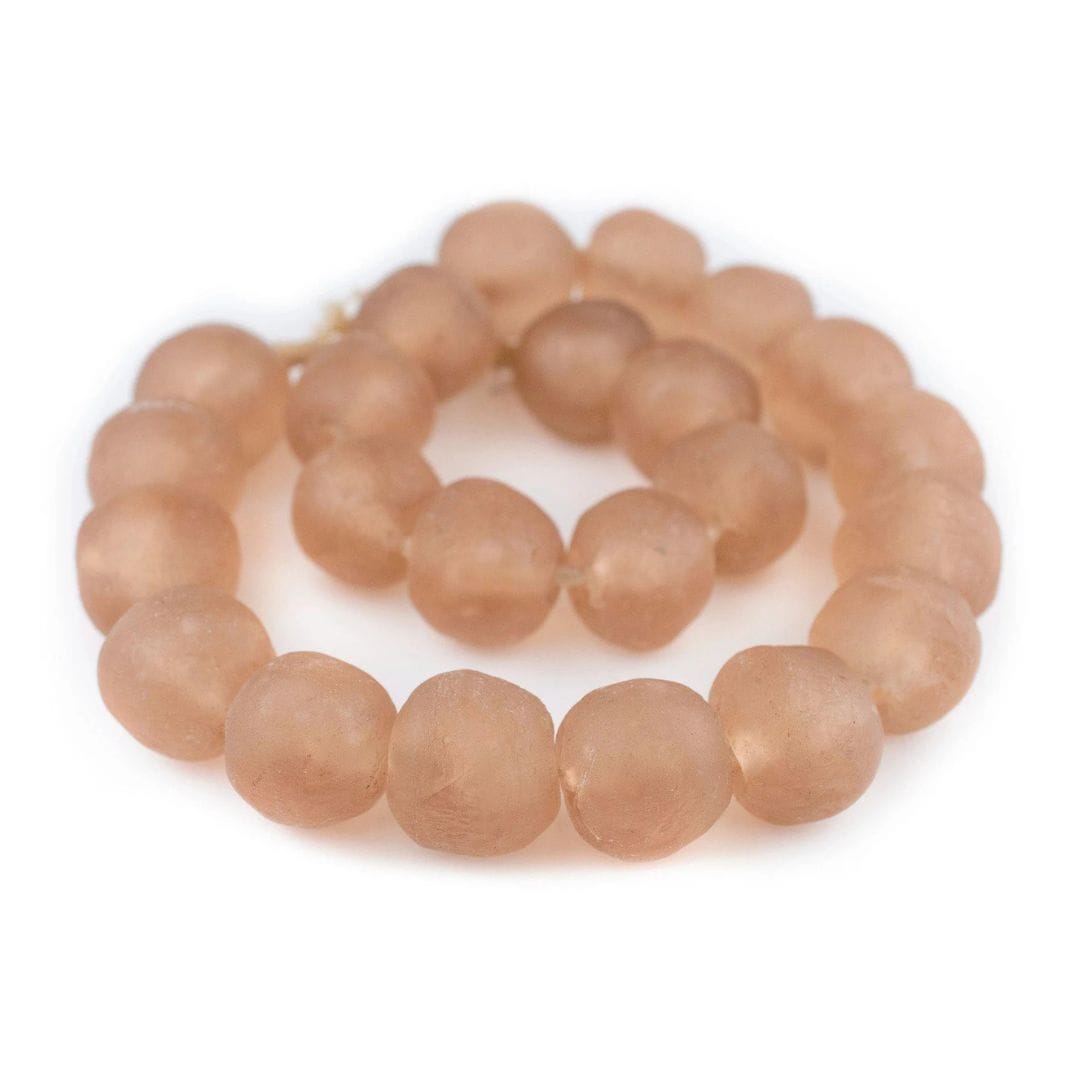 The Bead Chest Jumbo Rose Recycled Glass Beads Bead Strands RCY-RND-PNK-1237