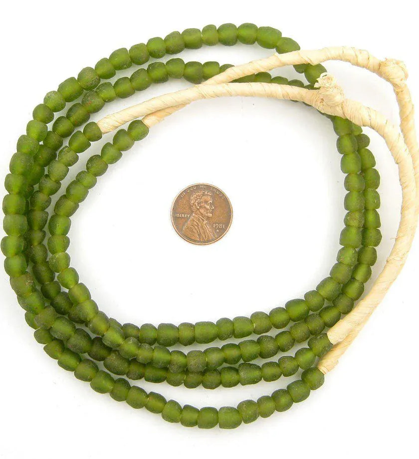 Olive Green Recycled Glass Beads - secondary