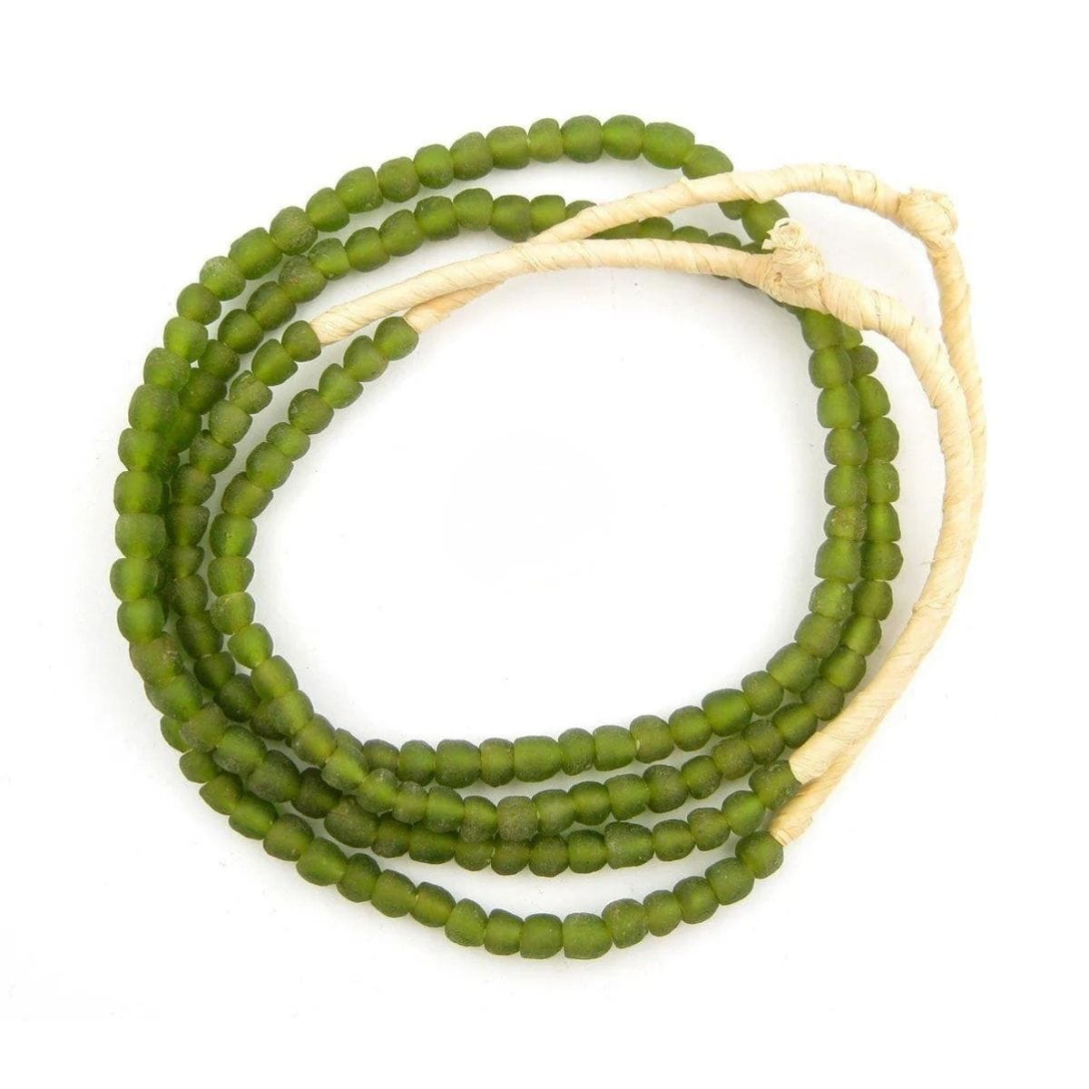The Bead Chest Olive Green Recycled Glass Beads Decorative Beads RCY-RND-GRN-927