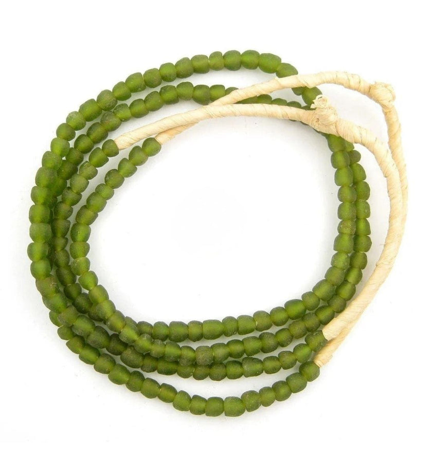 Olive Green Recycled Glass Beads