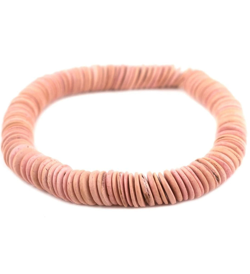 Pink Disk Coconut Shell Beads