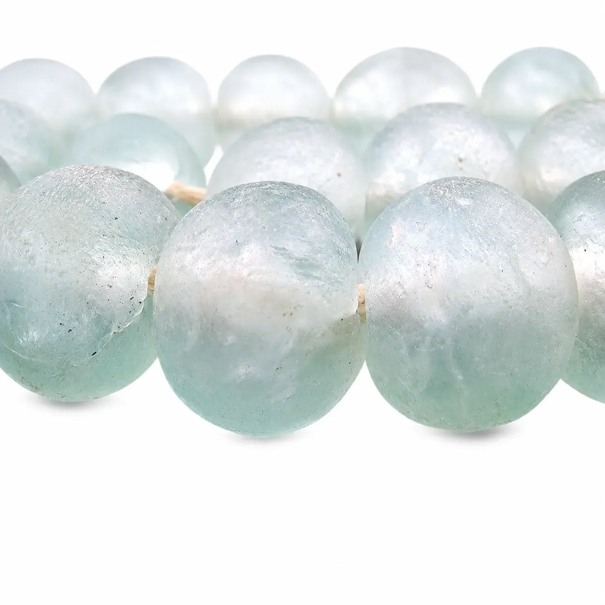The Bead Chest Super Jumbo Clear Aqua Recycled Glass Beads Decorative Beads RCY-RND-CLR-716