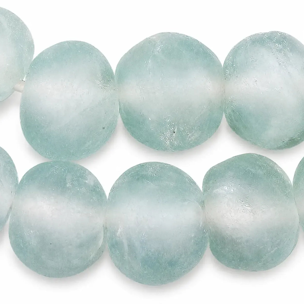 The Bead Chest Super Jumbo Clear Aqua Recycled Glass Beads Decorative Beads RCY-RND-CLR-716