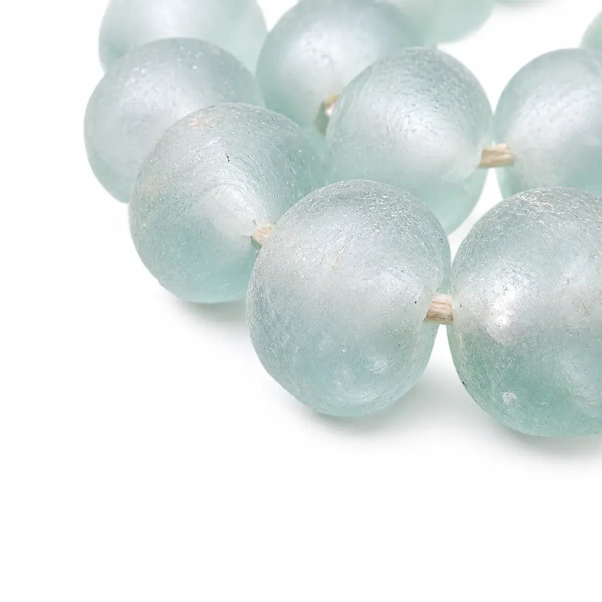 The Bead Chest Super Jumbo Clear Aqua Recycled Glass Beads Decorative Beads RCY-RND-CLR-716