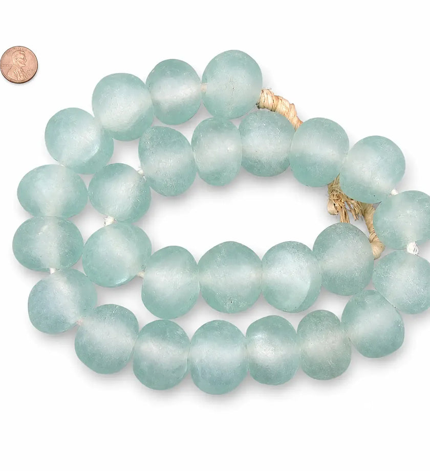 Super Jumbo Clear Aqua Recycled Glass Beads - secondary