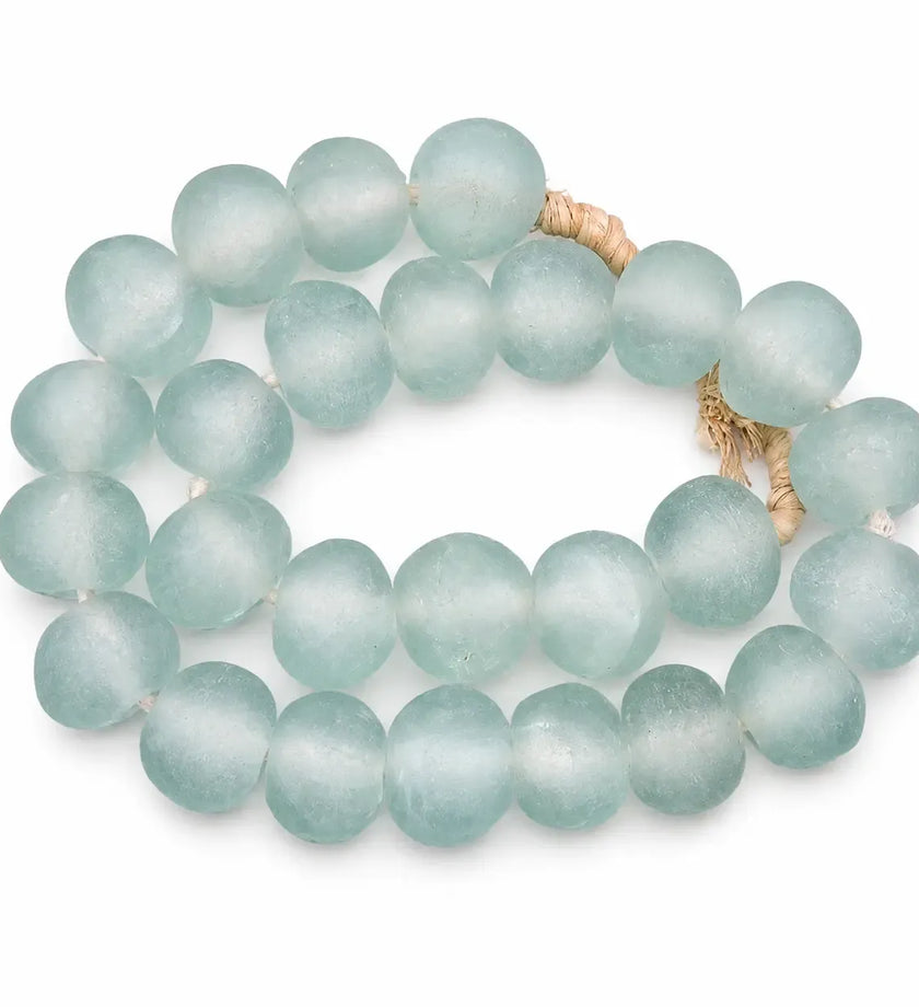 Super Jumbo Clear Aqua Recycled Glass Beads