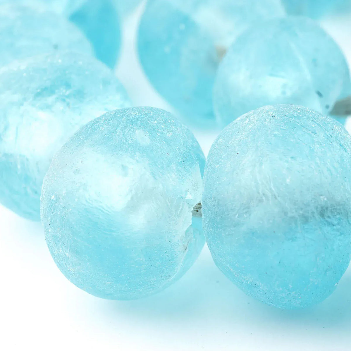 The Bead Chest Super Jumbo Clear Marine Recycled Glass Beads Decorative Beads RCY-RND-BLU-1110