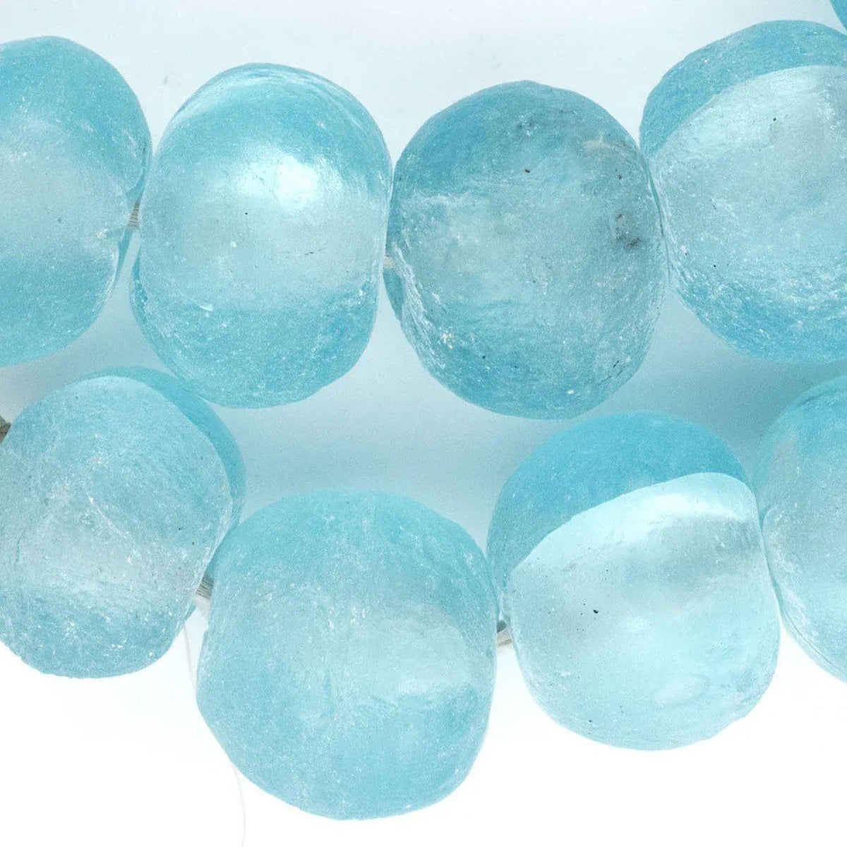 The Bead Chest Super Jumbo Clear Marine Recycled Glass Beads Decorative Beads RCY-RND-BLU-1110