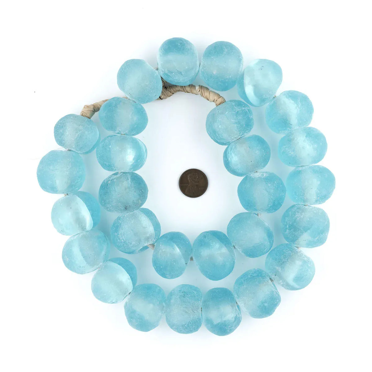 The Bead Chest Super Jumbo Clear Marine Recycled Glass Beads Decorative Beads RCY-RND-BLU-1110