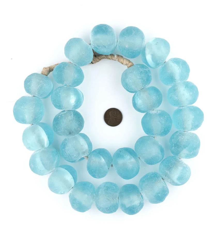 Super Jumbo Clear Marine Recycled Glass Beads - secondary