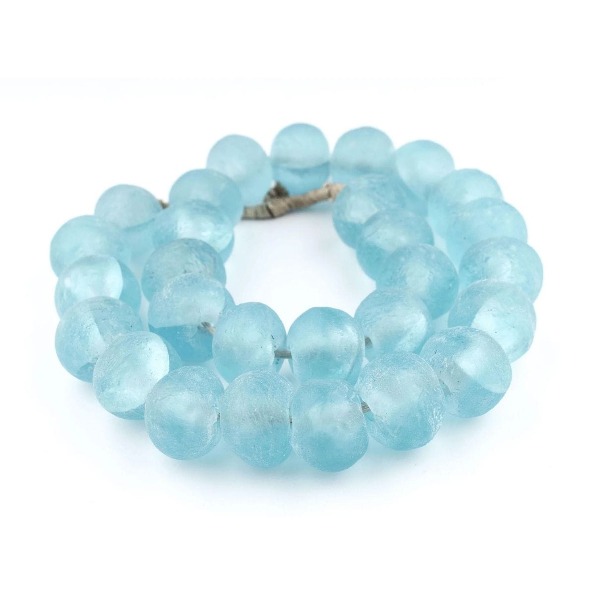 The Bead Chest Super Jumbo Clear Marine Recycled Glass Beads Decorative Beads RCY-RND-BLU-1110
