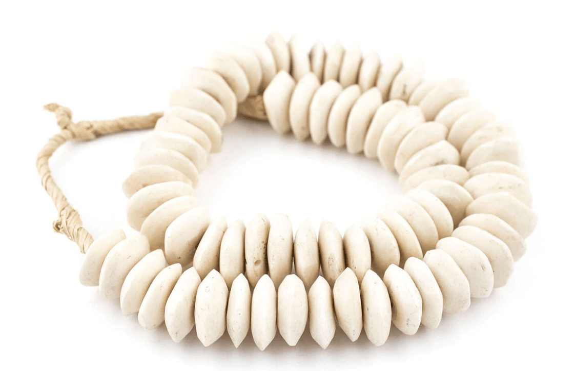 The Bead Chest White Bone Ashanti Beads BON-SCR-WHT-424